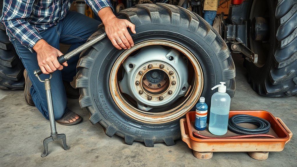 change tractor tire tube