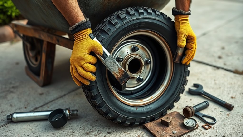 change wheelbarrow tire tube