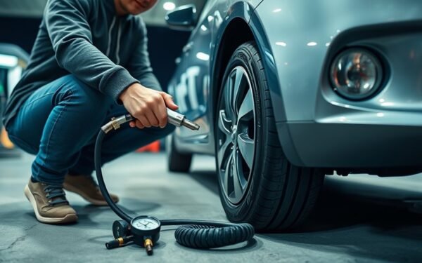 inflate tire at gas station