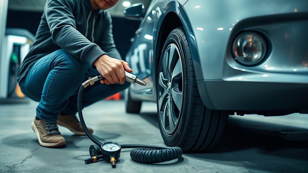 inflate tire at gas station