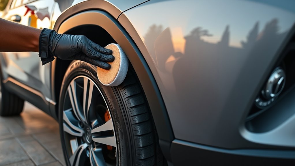 apply tire shine carefully