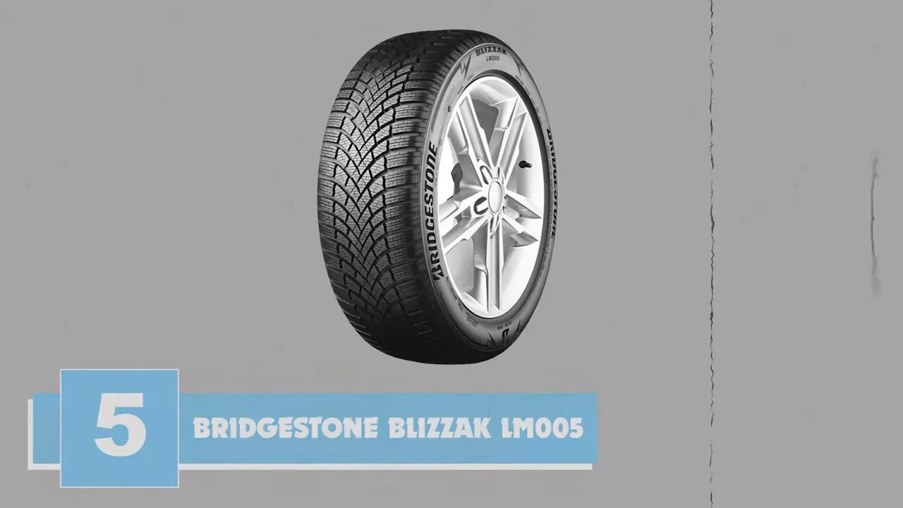 Bridgestone Blizzak LM005 winter tire side-by-side display graphic for UHP winter tire ranking