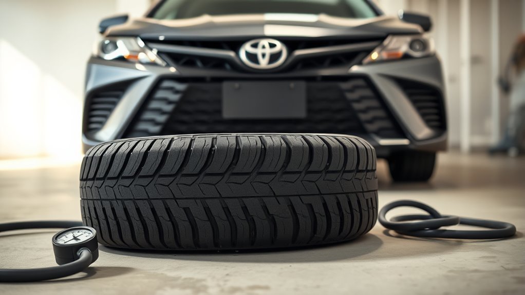 Center tread wear pattern caused by incorrect tire pressure