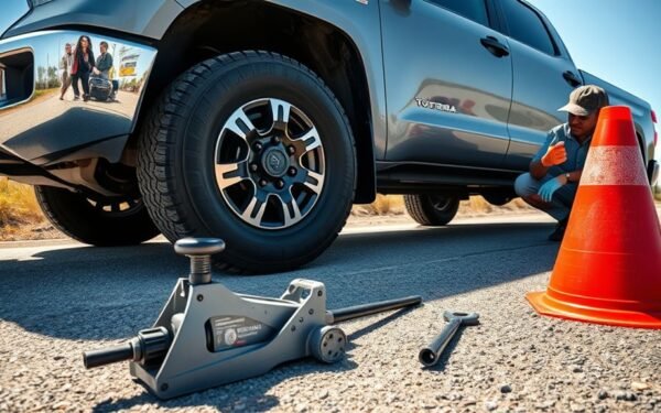 change flat tire safely