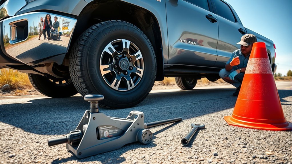 change flat tire safely