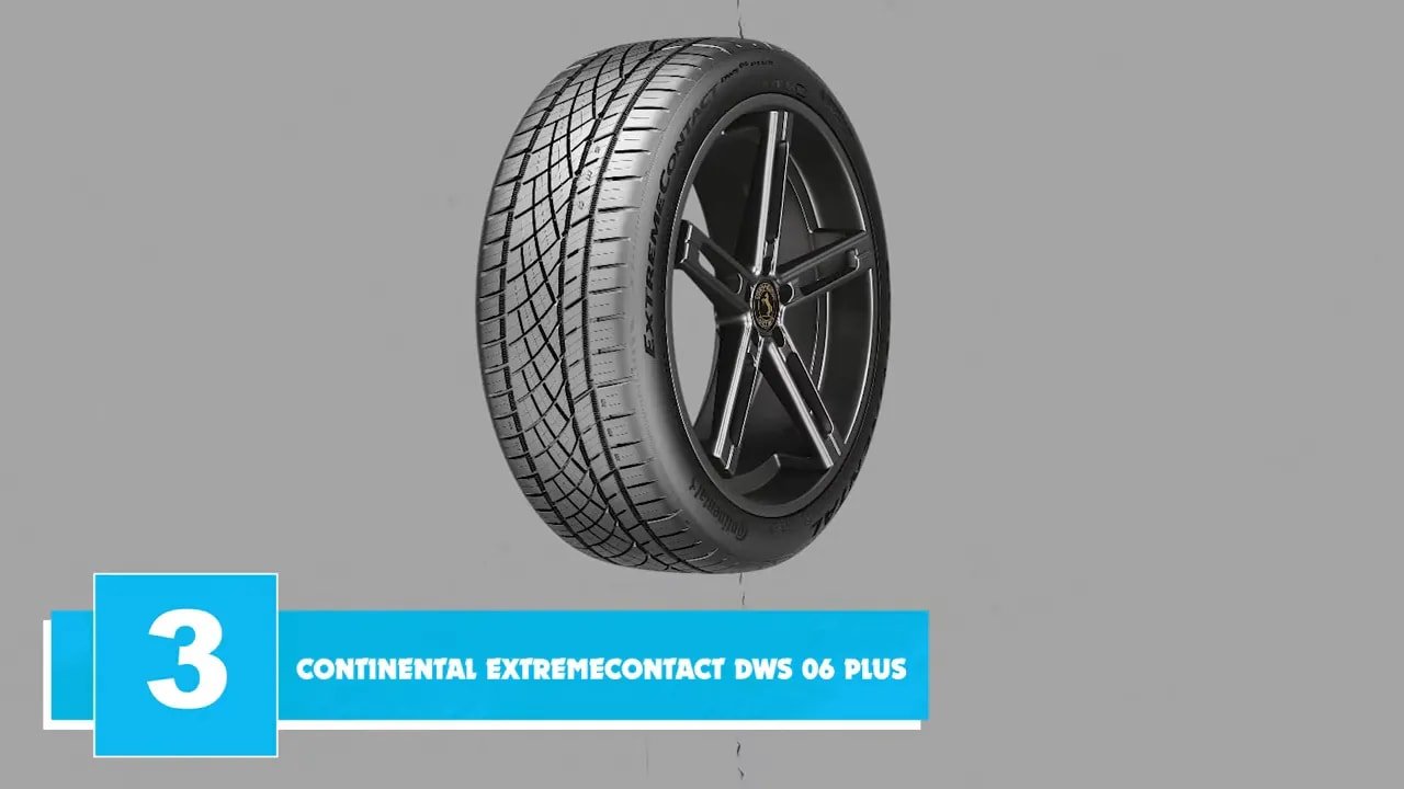 Continental ExtremeContact DWS 06 Plus tire shown with ranking graphic