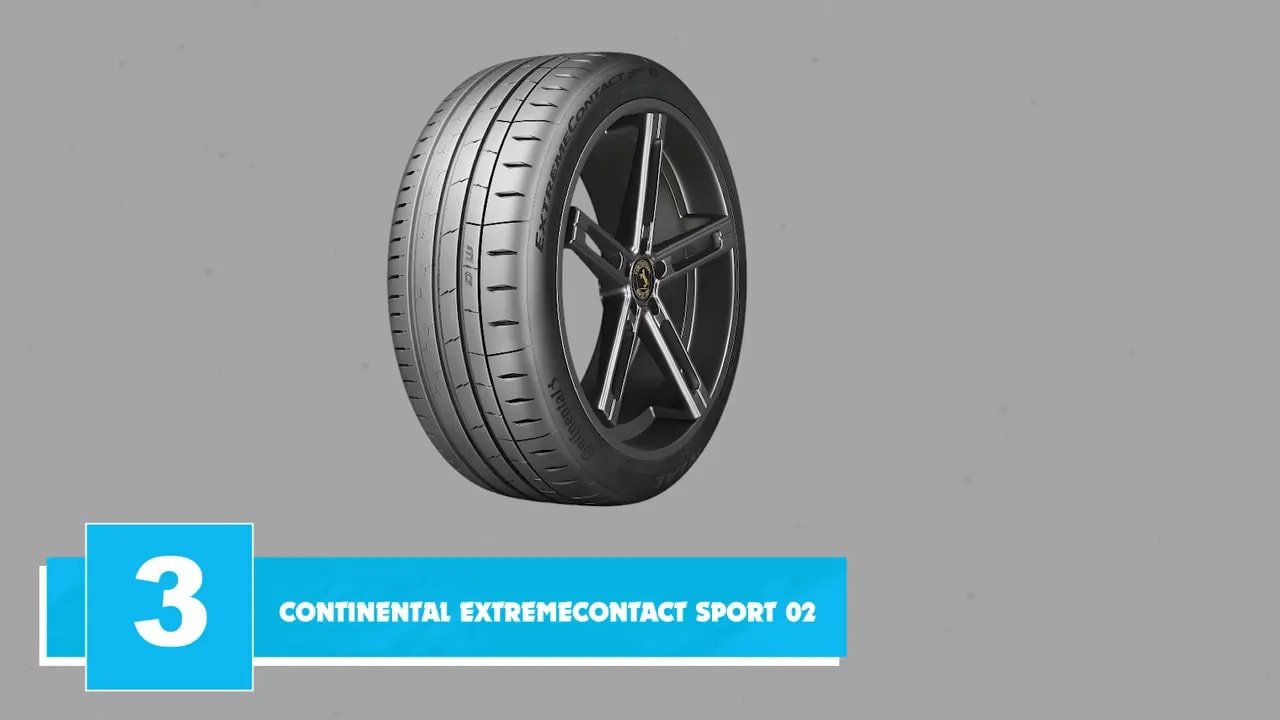 Continental ExtremeContact Sport 02 tire shown with “3” ranking graphic