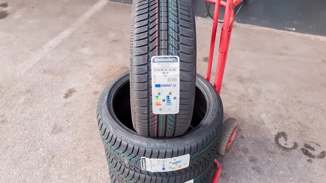 Continental WinterContact TS 870 P tire with sidewall label and tread visible