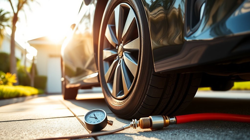 Toyota Camry tire pressure gauge checking correct cold PSI