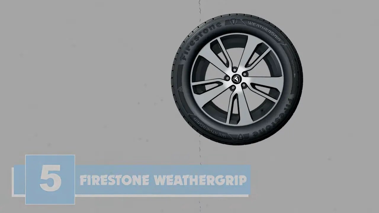 Firestone WeatherGrip tire illustration with rank graphic