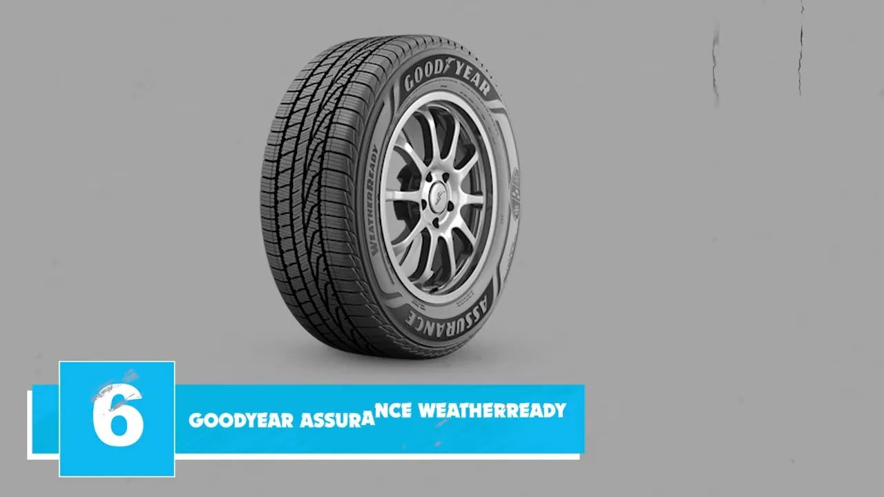 Goodyear Assurance WeatherReady truck tire shown in studio with tread detail