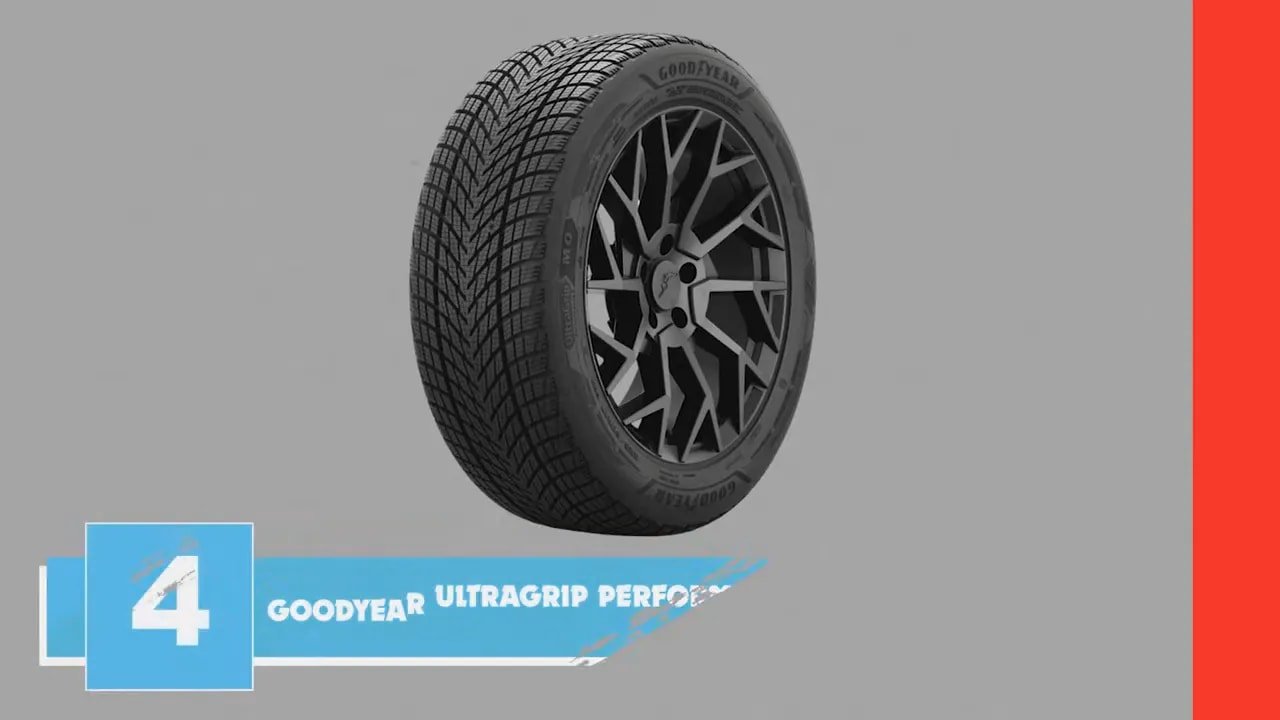 Goodyear UltraGrip Performance 3 tire displayed with its ranking graphic