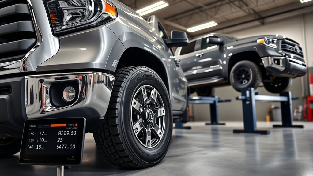 Toyota Tundra alignment targets for stock and lifted trucks illustration
