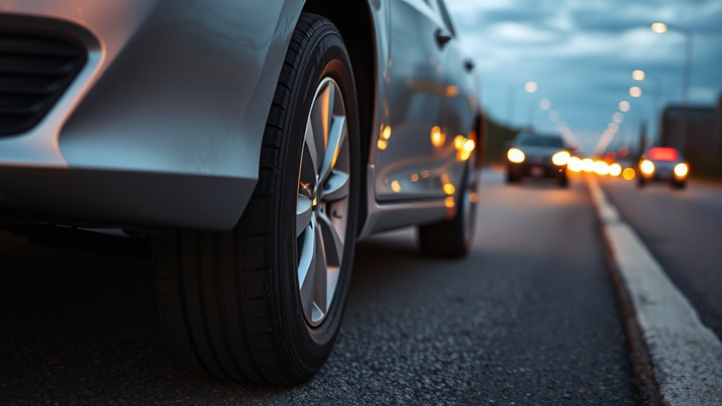 Checking Toyota Camry tire pressure with a tire gauge
