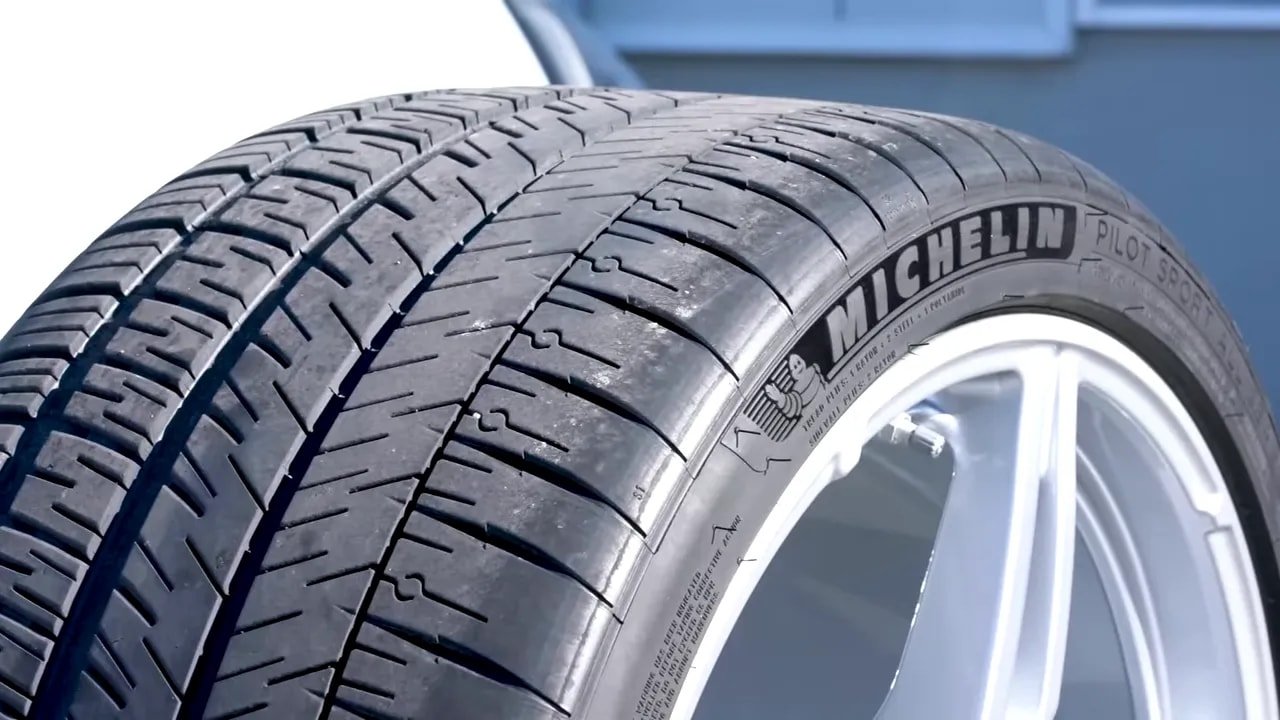 Close-up of Michelin Pilot Sport All Season 4 tread pattern