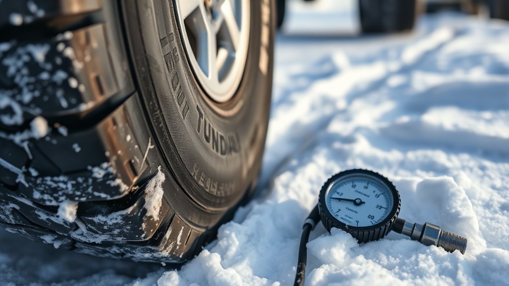 checking Toyota Tundra tire pressure for even tread wear