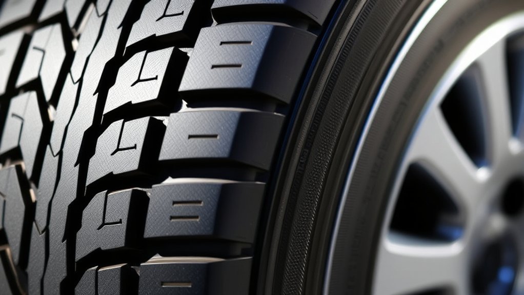 Reinforced passenger tire showing textile cords and steel belt layers