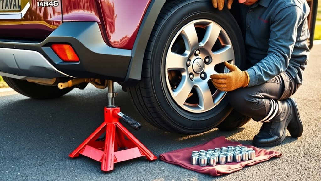 remove flat tire safely