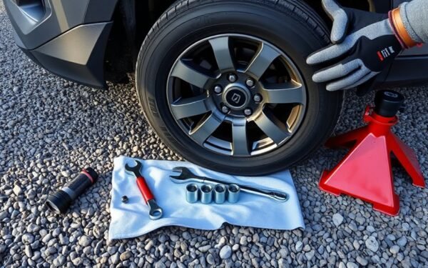 repairing a flat tire