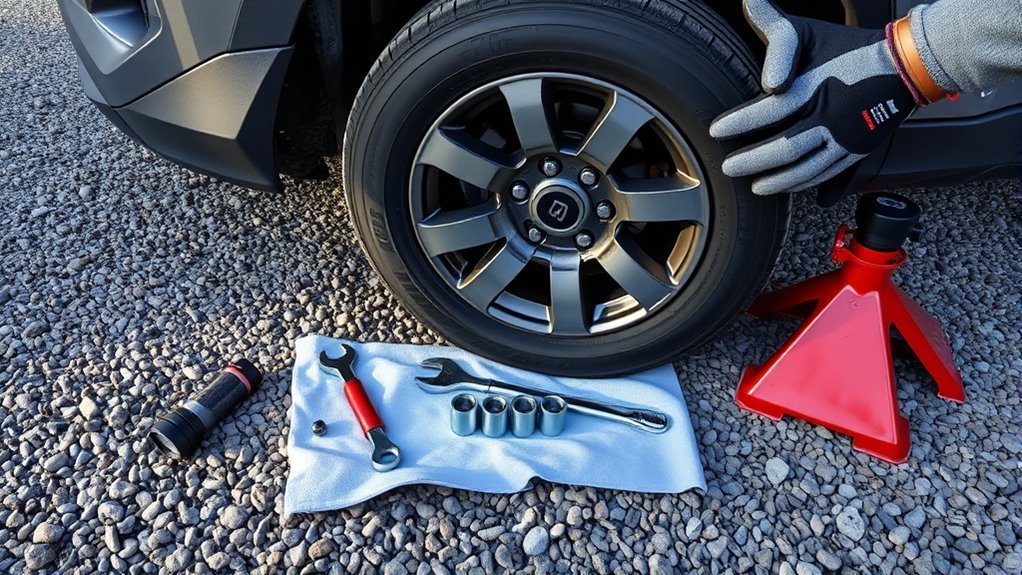 repairing a flat tire