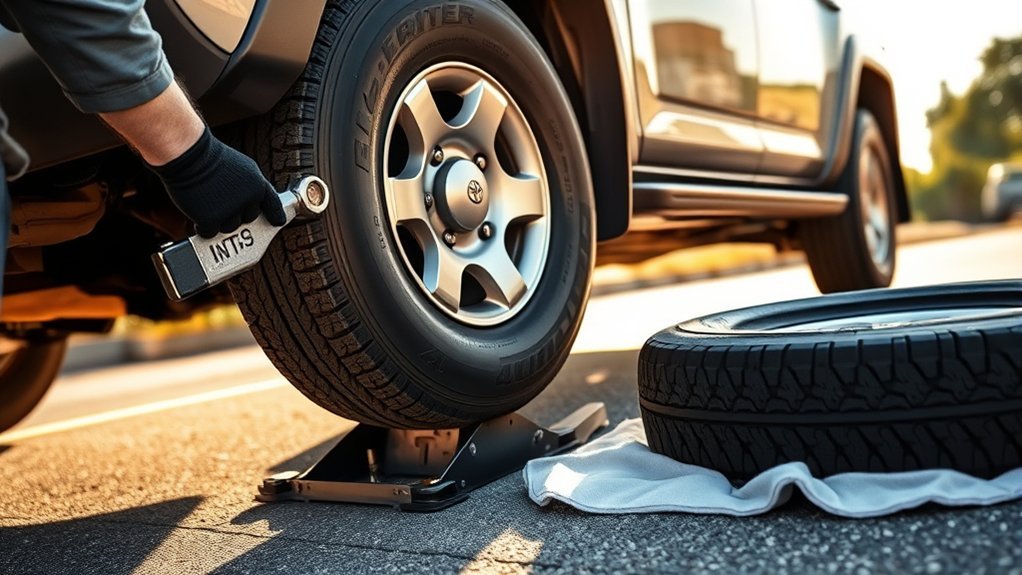 replace flat tire safely