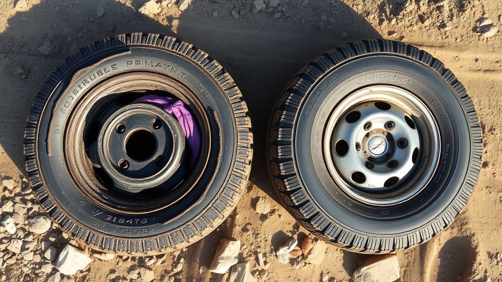 damaged rim comparison showing tubeless and tubed tire resilience off-road