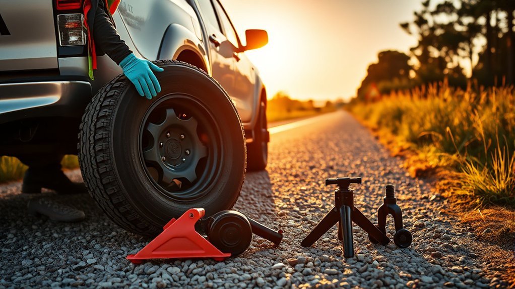 safe tire changing preparation