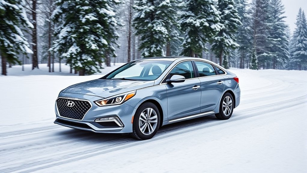 snow driving with sonata