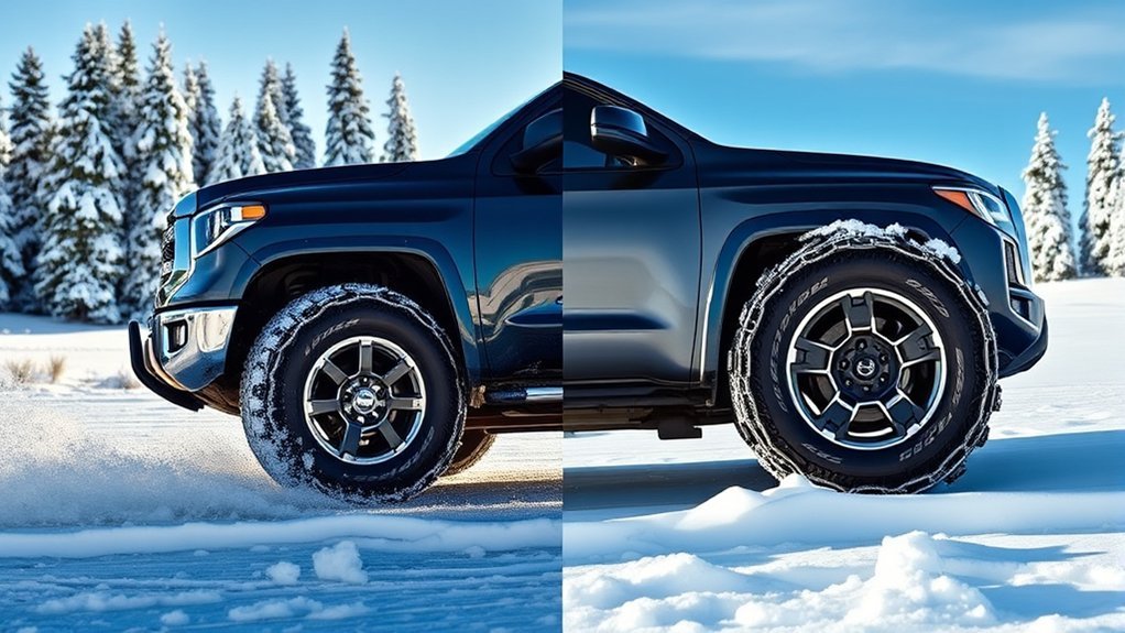 Studded tires versus tire chains comparison for Toyota Tundra winter driving