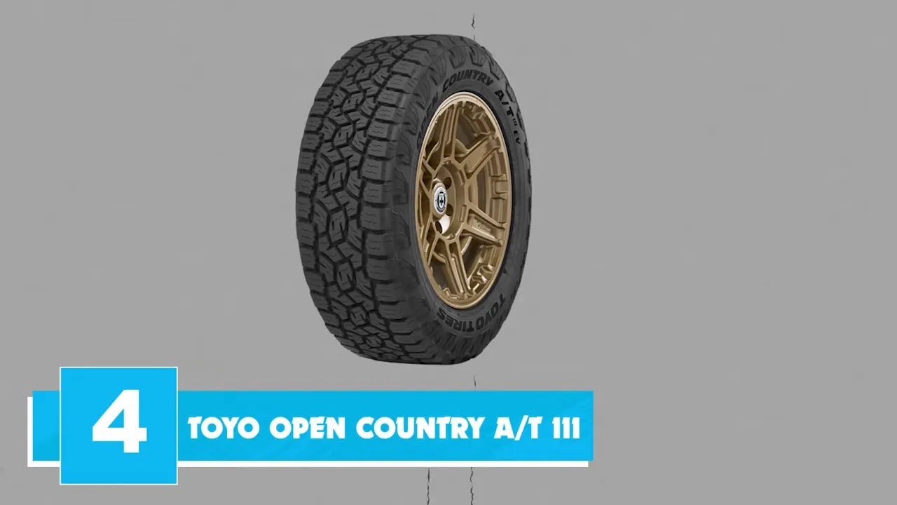 Toyo Open Country A/T III tire tread and sidewall shown for winter-ready all-terrain performance