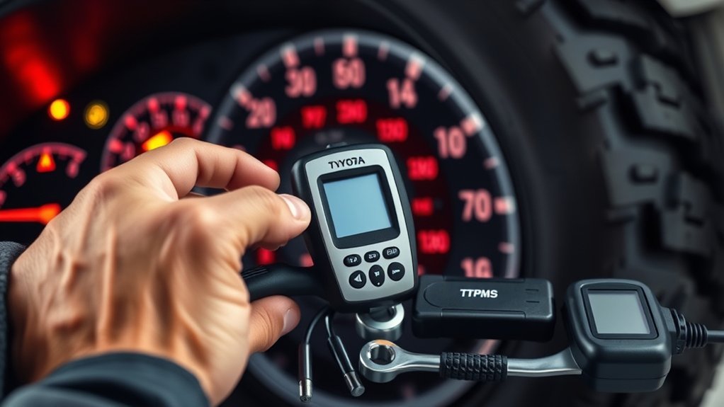 TPMS sensor activation and OBD relearn tools for a Toyota Tundra