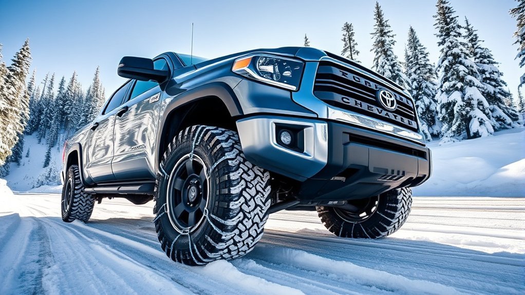 tundra 4x4 snow chain placement