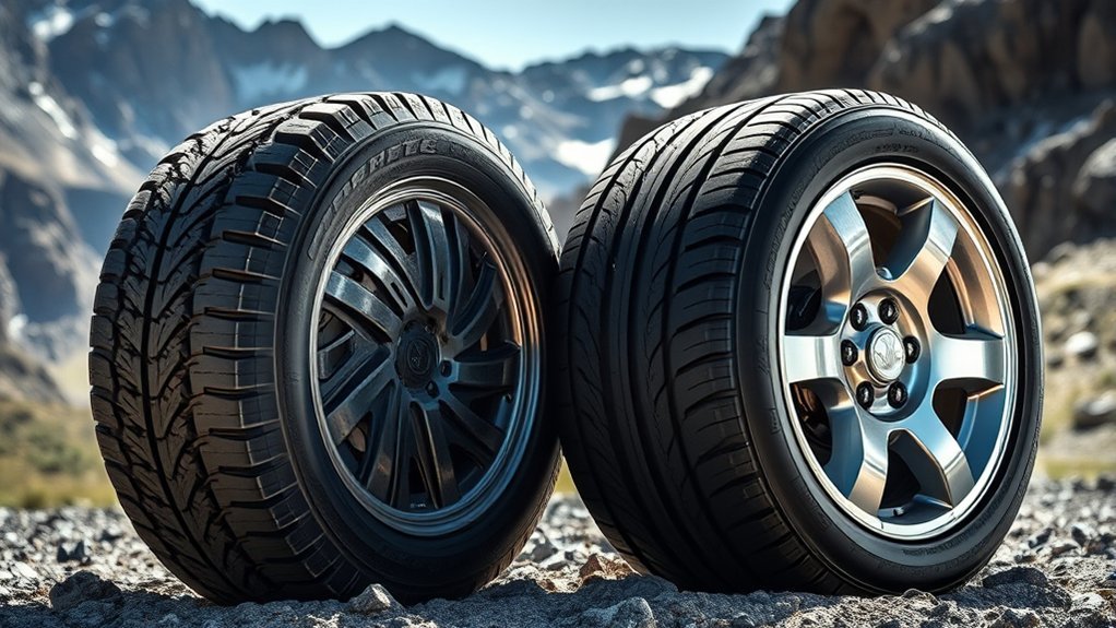 All-weather tire tread on wet and snowy road conditions