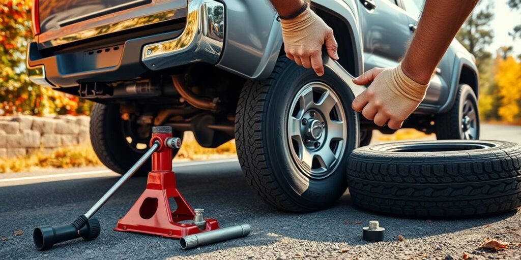 change flat tire safely
