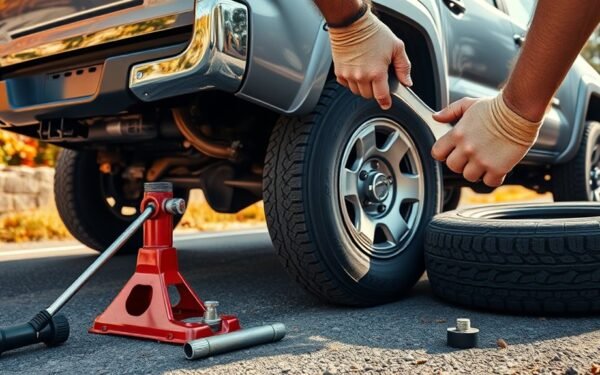 change flat tire safely