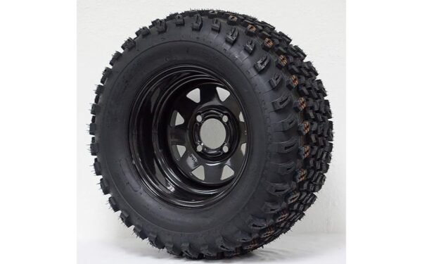 durable black steel wheels
