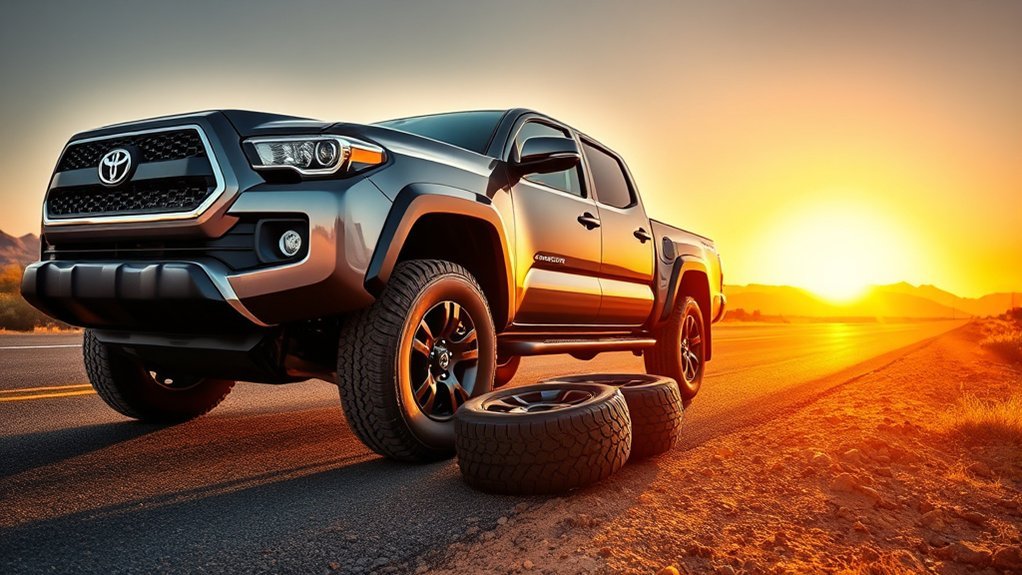 Toyota Tacoma highway tire driving on paved road