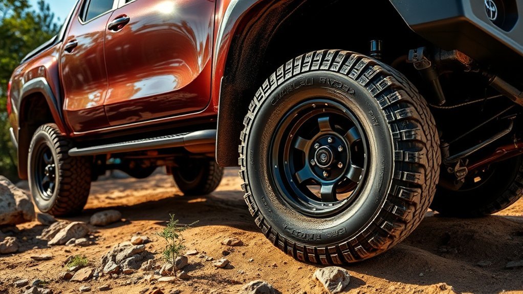 Toyota Hilux with a wider wheel stance for off-road clearance