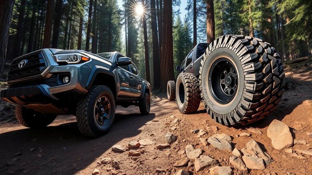 Hybrid terrain and all-terrain tires compared for Toyota Tacoma driving