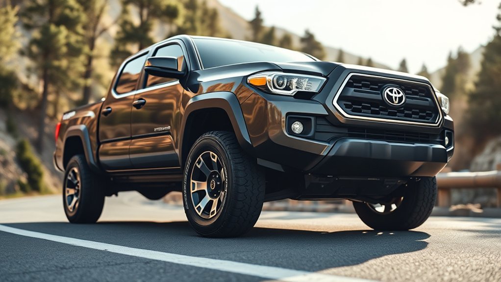 Toyota Tacoma with a wider wheel stance after spacer installation