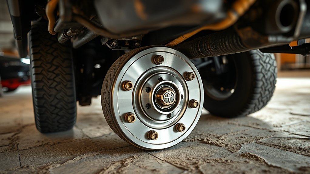 Wheel spacer widening a Toyota Hilux track without lowering ride height