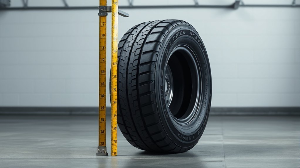 265 mm tire section width measured from sidewall to sidewall