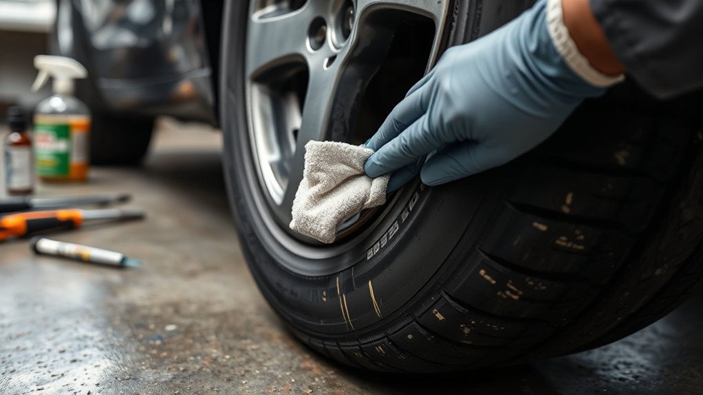 careful solvent tire cleaning