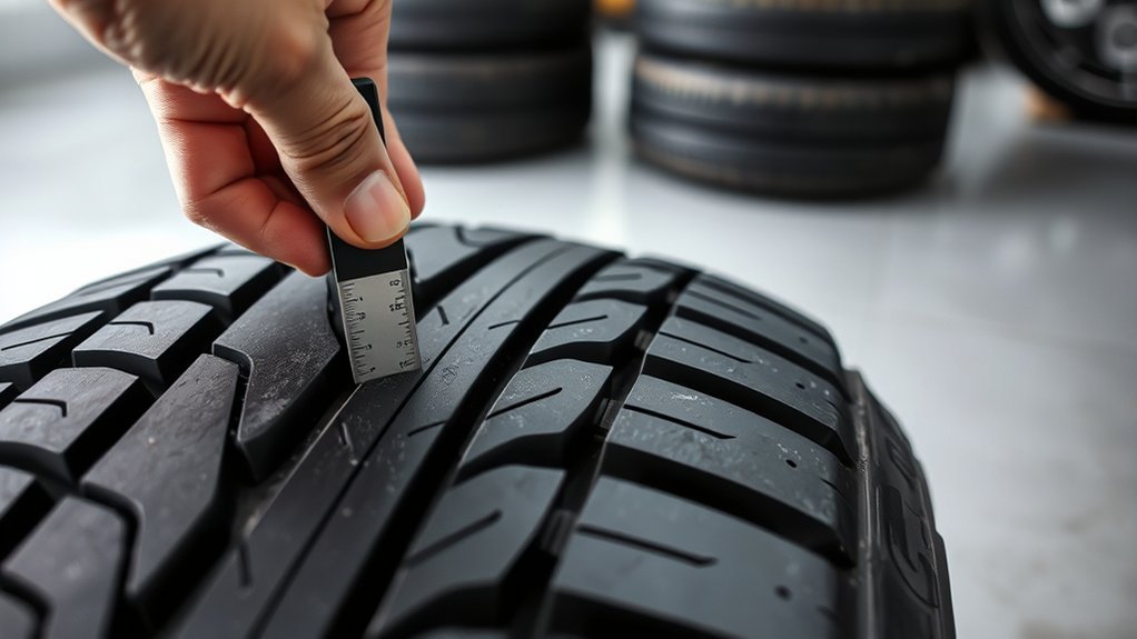 Checking tire tread depth with a tread-depth test