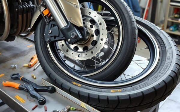 dismounting motorcycle tire steps