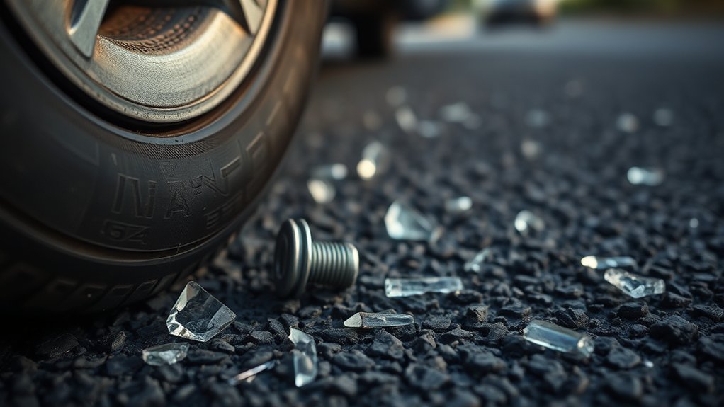 glass can damage tires