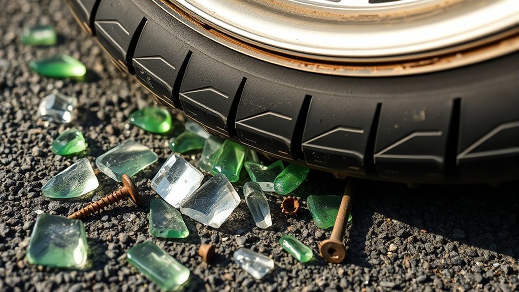 glass can puncture tires