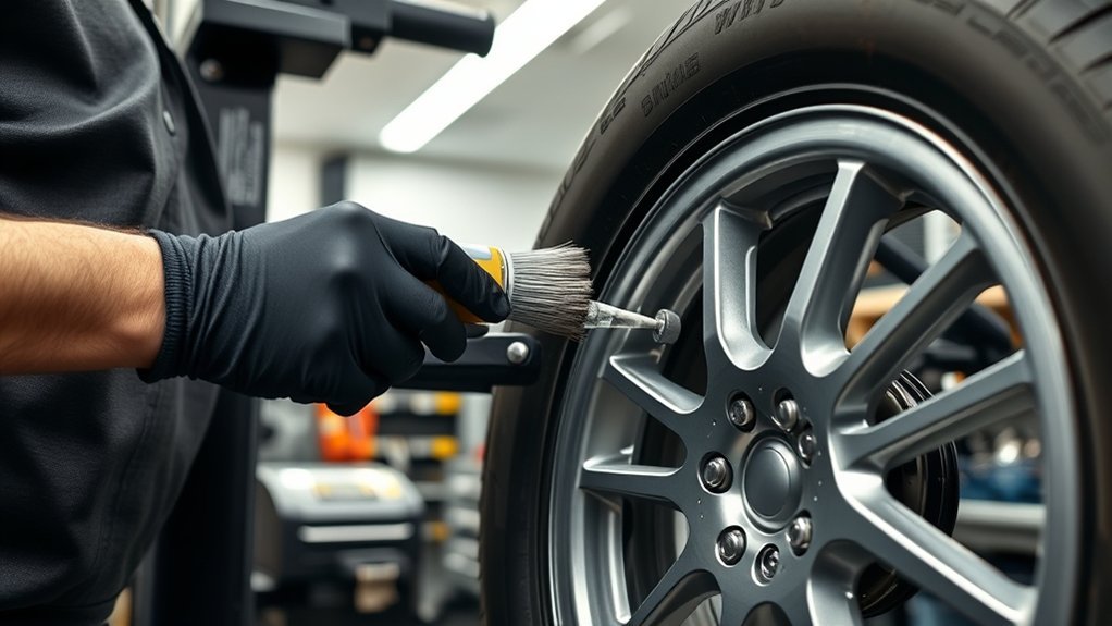 lubricate and mount tire