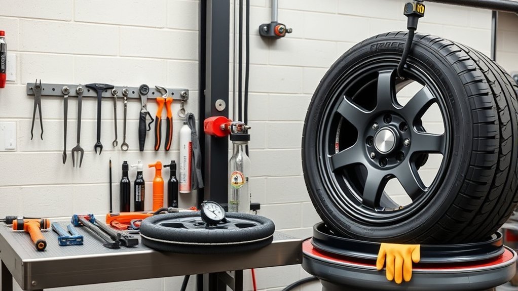 prepare tire changing tools safely