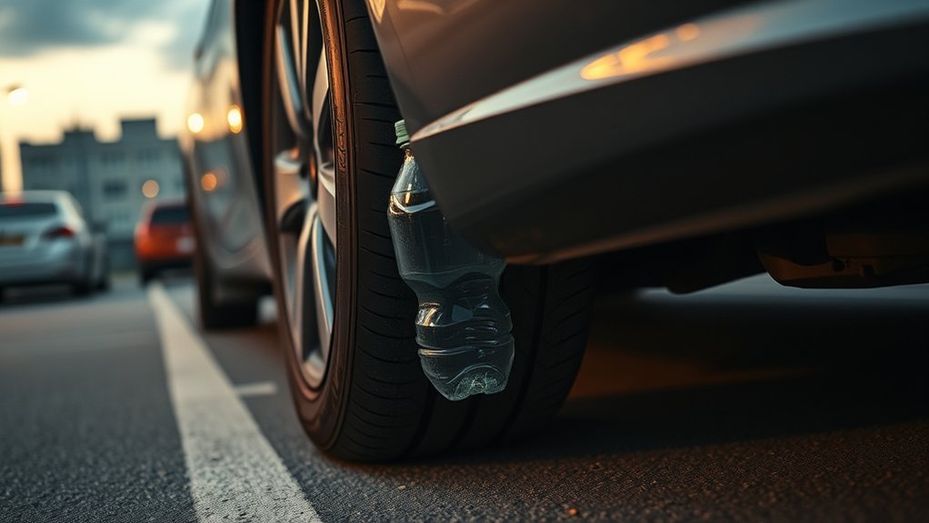 driver questioning a viral plastic bottle tire hack